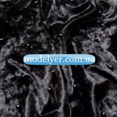 Ткань Бархат с жемчугом (черный)